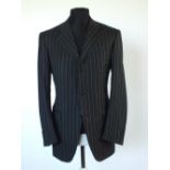 A Canali suit, dark grey pinstripe, single vent, Italian size 50R, 100% wool, single pleat to the