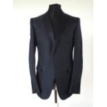 A Gucci dinner suit, navy, satin lower lapel, satin detailing, single vent, Italian size 54R, 80%