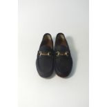 A Gucci loafer, black, suede brass horse bit detail, UK 8.5