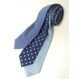 Three ties, pale blue woven, blue with white spot, blue with tiny white dot, Charles Tyrwhitt