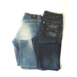 Two pairs of jeans, blue, to include Versace and Just Cavalli, size UK 36