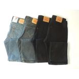 Two Levi 506, two Levi 501, 506 blue, 501 black, one with tags