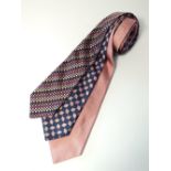 Three ties to include pink woven, navy and pink diamond pattern and a Paul Smith black and