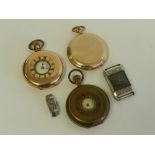 A gold plated full hunter pocket watch together with a gold plated half hunter watch,