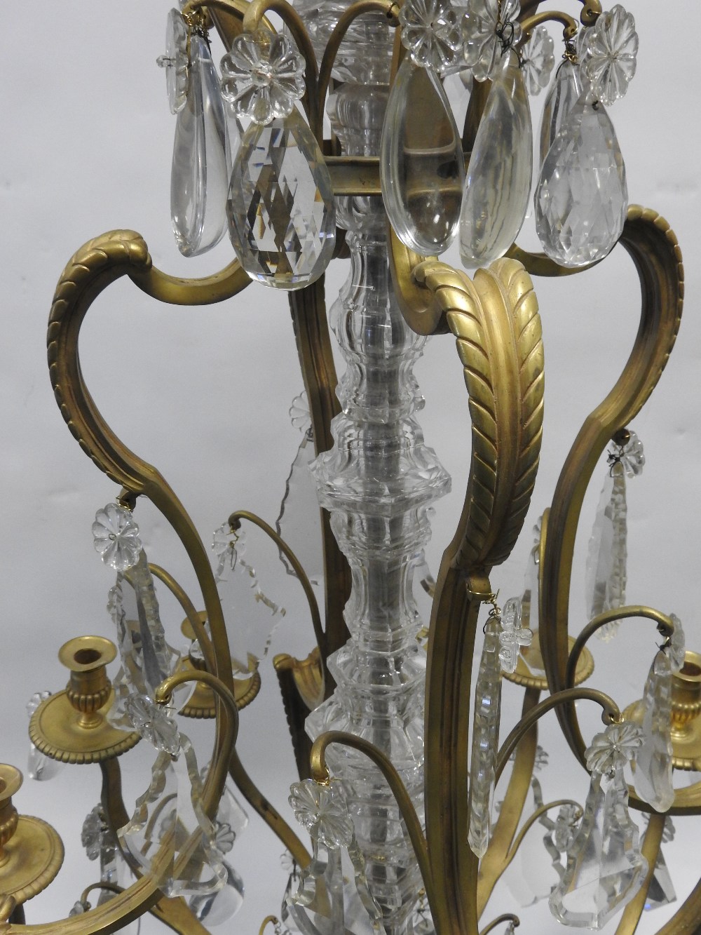 A 19th century French Ormolu and cut glass Louis XVI style twelve branch chandelier hung - Image 3 of 8