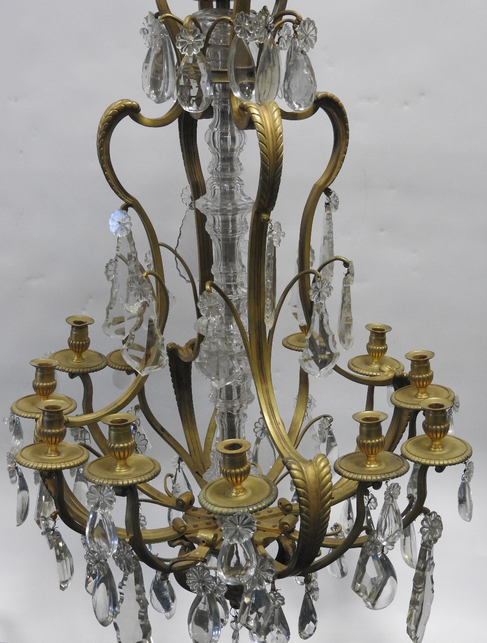 A 19th century French Ormolu and cut glass Louis XVI style twelve branch chandelier hung - Image 5 of 8