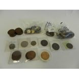 A collection of various loose coinage to include one pennies etc