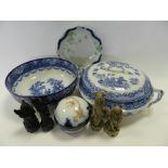 A quantity of blue printed table wares, a small collection of Meissen blue onion ware,