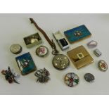 A silver open faced pocket watch together with a collection of coins, silver Scottish brooch,