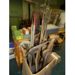 A collection of vintage garden tools,