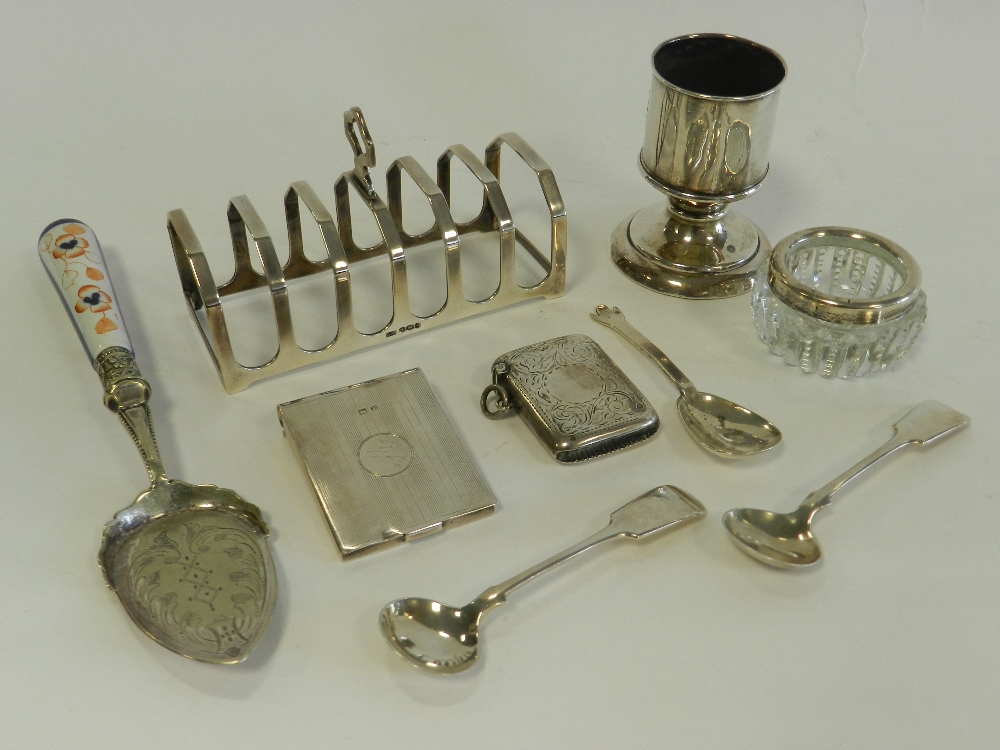 A silver six division toast rack, hallmarks for Emile Viner, Sheffield,