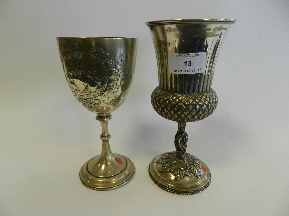 A silver presentation goblet,