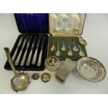 Silver and plated items to include a George III Jersey teaspoon,