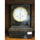 A French ebonised wood cased mantel clock, the movement by Vincenti,