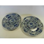 A pair of early 20th century Japanese blue and white plates,