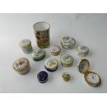 A collection of Halcyon Days enamel pill boxes