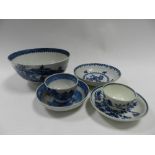 A Caughley blue and white 'Fisherman and Cormorant' pattern bowl,