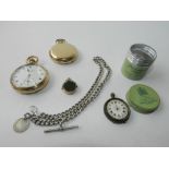 Two 9ct gold plated pocket watches,