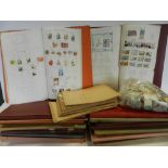 Eighteen folders of British, foreign and Commonwealth stamps and loose stamps