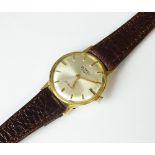 A lady's yellow metal Rotary wristwatch, the silvered dial with batons, manual wind,