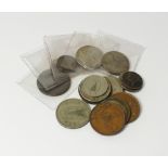 A collection of various coins, comprising; an Edward I silver penny, three Roman coins,