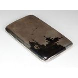 A Chinese silver and niello work card case,