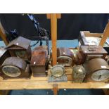 A quantity of early 20th century mantel clocks including some Art Deco style together with an early