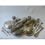 A collection of silver mounted dressing table wares to include silver backed mirrors,