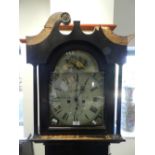 A George III stained oak longcase clock Jas Cumming Keith with white enamel dial, Roman numerals,
