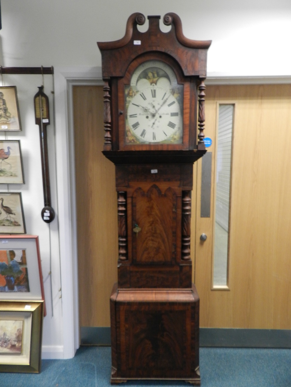 An early 19th century crossbanded mahogany north country longcase clock with white enamel dial and - Image 2 of 2