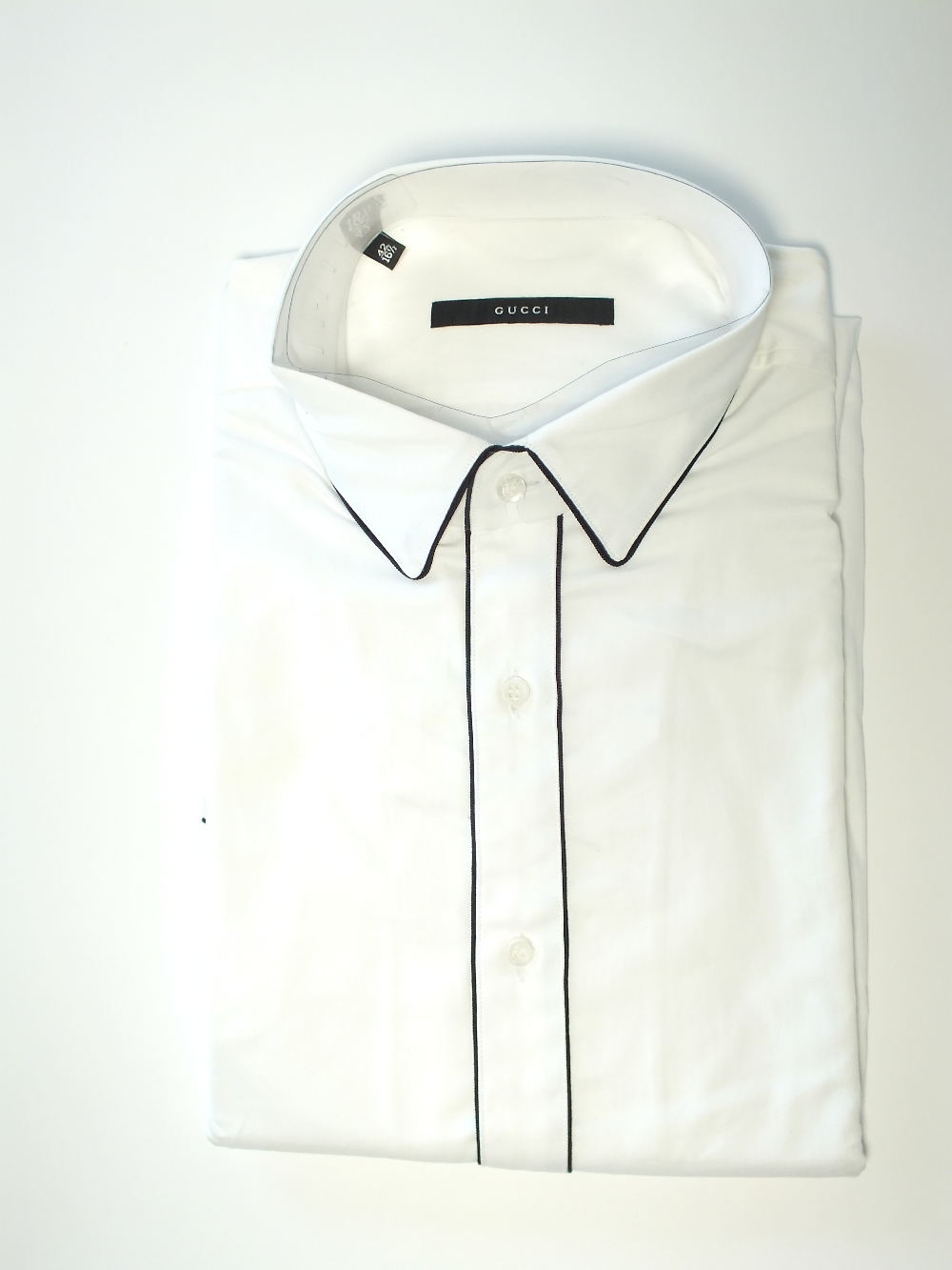 A Gucci shirt, white with black piping d