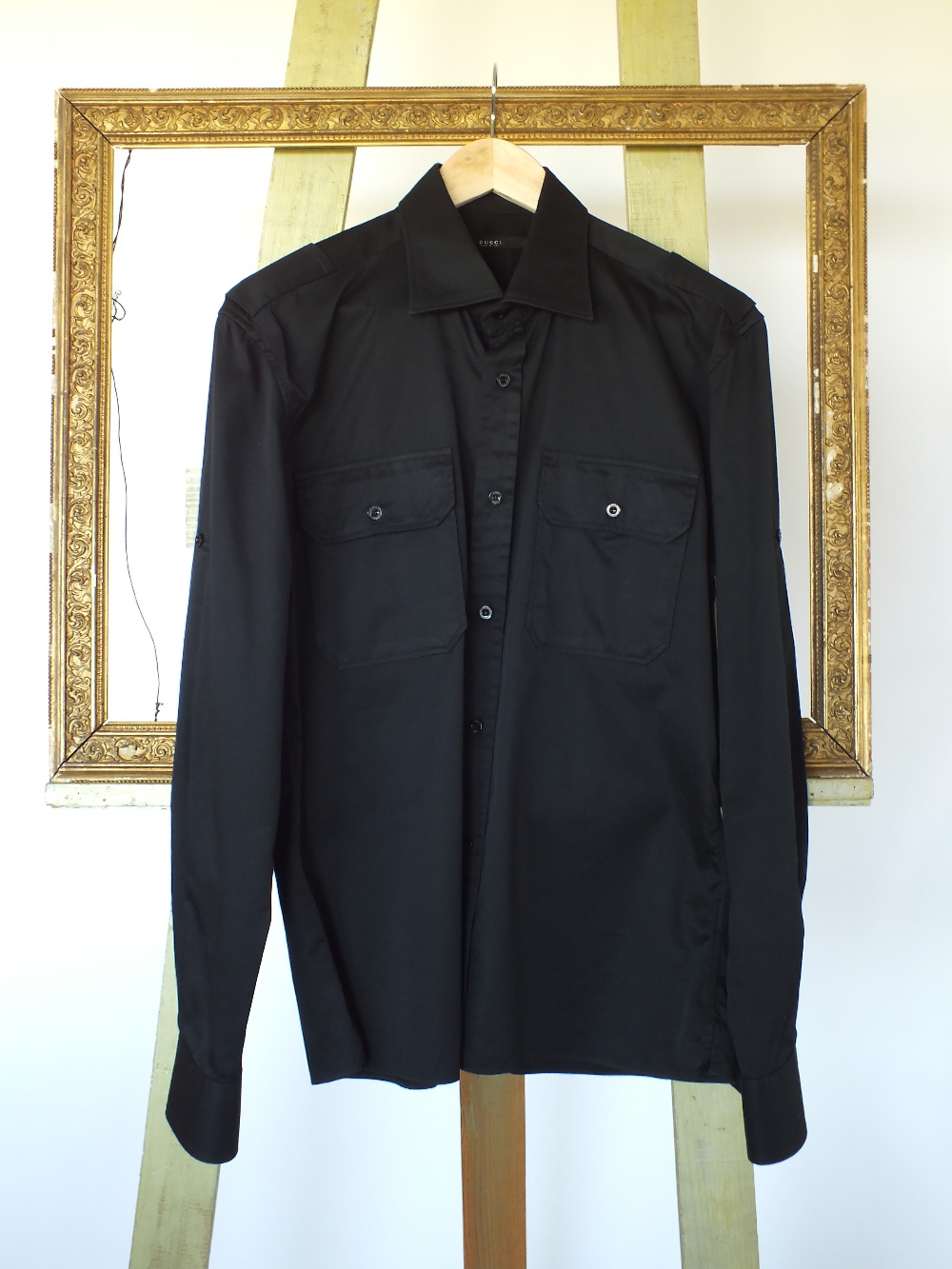 A Gucci shirt, black, epaulette, 16.5''