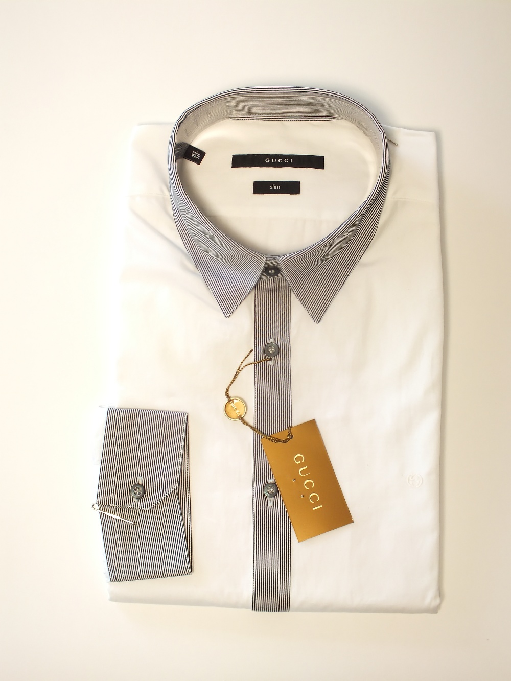 A Gucci shirt, white with contrast plack