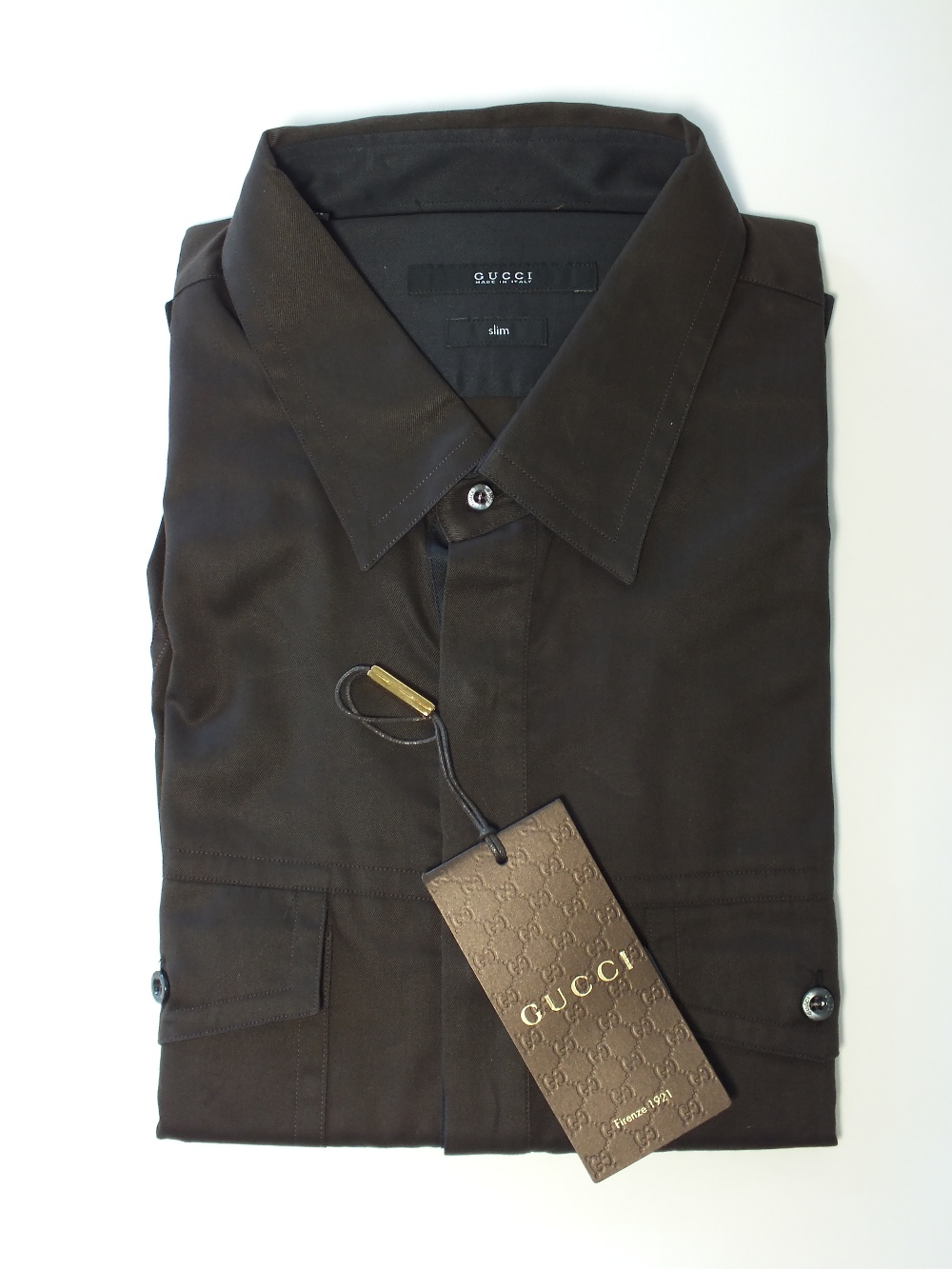 A Gucci shirt, dark brown, slim fit, wit