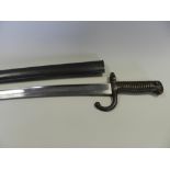 A French pattern bayonet with steel scabbard