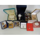 A large collection of various pieces of costume jewellery to include a cameo set dress ring,