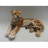 A Ronzan Italian pottery figure of a leopard or ocelot,