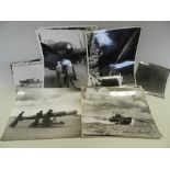 A collection of mainly WWII period photographs depicting various military manoeuvres and