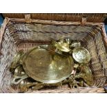 A quantity of brass wares including an Egyptian coffee set,