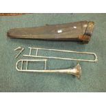 A cased Besson & Co Class A prototype trombone and mouth pieces