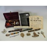 Collectables and ephemera to include a quantity of various fountain pens, some boxed,