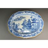 Two 19th century English blue and white meat platters,