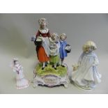 A Dresden porcelain figure group for Yardley's Old English Lavender together with a Royal Doulton