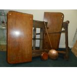 A Victorian mahogany extending dining table (for restoration) a copper chestnut roaster and a