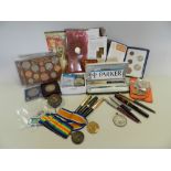 A group of collectables to include British commonwealth stamps, collectors' coins, fountain pens,