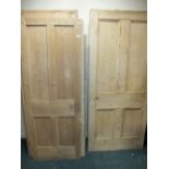 Ten stripped pine doors of varying widths,