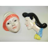 A pair of Art Deco style wall masks by Crown Devon - Dorothy Anne
