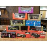 Twenty boxed models of vintage cars by Brumm, Solido, and Reo models including Lancia, Fiats,