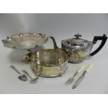 A quantity of electroplate including tea pot, comport, serving dishes,