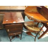 A Regency mahogany corner wash stand with two tiers and bowed drawer below and a 19th century